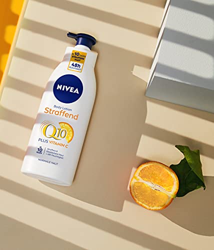 NIVEA Q10 Aceite de Argán Body Milk hidratante Reafirmante + Hidratante (1 x 400 ml), loción corporal para reafirmar la piel y mejorar su elasticidad en 10 días