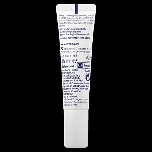 NIVEA Q10 Power Crema de ojos antienvejecimiento con poder reafirmante antiarrugas (15 ml), crema de ojos para líneas y arrugas y círculos oscuros, potente crema para debajo de los ojos