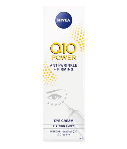 NIVEA Q10 Power Crema de ojos antienvejecimiento con poder reafirmante antiarrugas (15 ml), crema de ojos para líneas y arrugas y círculos oscuros, potente crema para debajo de los ojos