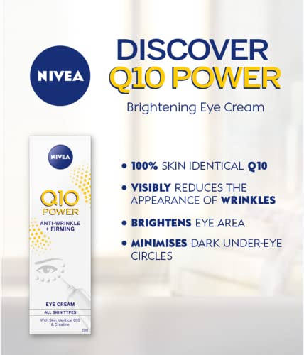 NIVEA Q10 Power Crema de ojos antienvejecimiento con poder reafirmante antiarrugas (15 ml), crema de ojos para líneas y arrugas y círculos oscuros, potente crema para debajo de los ojos