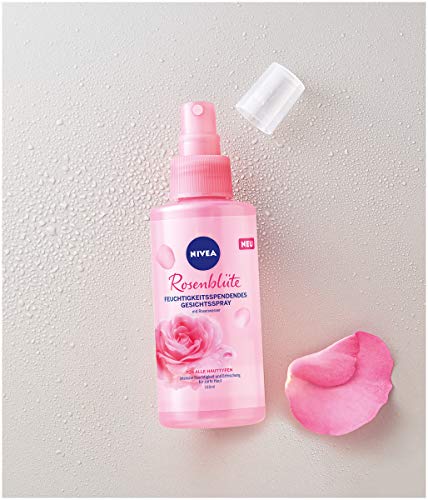 NIVEA Spray facial hidratante con flor de rosa (150 ml), cuidado hidratante para la piel delicada, cuidado facial para una patada fresca y calmante con agua de rosas