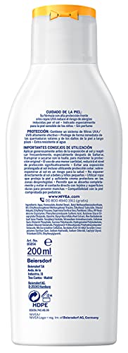 NIVEA SUN Kids Sensitive Protege & Juega Leche Solar para niños FP 50+ (1 x 200 ml), protector solar infantil resistente al agua, protección solar muy alta