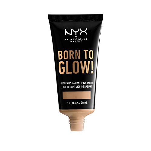 NYX Professional Makeup Base de Maquillaje Born to Glow Radiant Foundation, Acabado Radiante, Cobertura Media Modulable, Fórmula Vegana, Tono: Buff