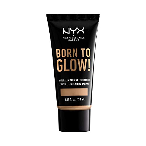 NYX Professional Makeup Base de Maquillaje Born to Glow Radiant Foundation, Acabado Radiante, Cobertura Media Modulable, Fórmula Vegana, Tono: Buff