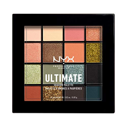 NYX Professional Makeup Paleta de sombras de ojos Ultimate Shadow Palette, Pigmentos compactos, Fórmula vegana, 16 tonos mates, satinados y metalizados, Tono: Utopia