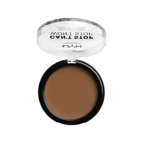 NYX Professional Makeup Polvos de sol Can't Stop Won't Stop Full Coverage Powder Foundation, Acabado mate, Control de brillos, Larga duración, Fórmula vegana, Tono: Cappucino