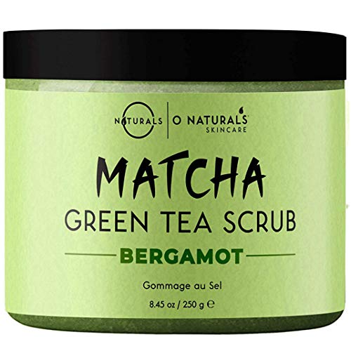 O Naturals Exfoliante con Té verde Matcha y Sal del Mar Muerto, Limpieza Profunda de Cara Cuerpo y Pies. Anticelulítico, Trata Piel Grasa Acné, Pelo Encarnado y Piel Muerta. Mujer - Hombre 250 ml.