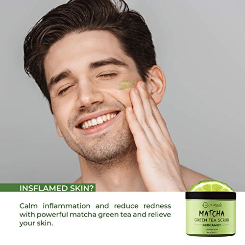 O Naturals Exfoliante con Té verde Matcha y Sal del Mar Muerto, Limpieza Profunda de Cara Cuerpo y Pies. Anticelulítico, Trata Piel Grasa Acné, Pelo Encarnado y Piel Muerta. Mujer - Hombre 250 ml.