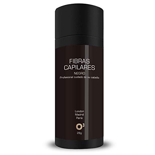 O³ Fibras Capilares Negro 28 Gramos Para Caida Del Cabello – Keratin Fibers 100% Natural Para Disimular Calvicie Al Instante| Maquillaje Capilar Para Hombres Y Mujeres (Negro (negro))