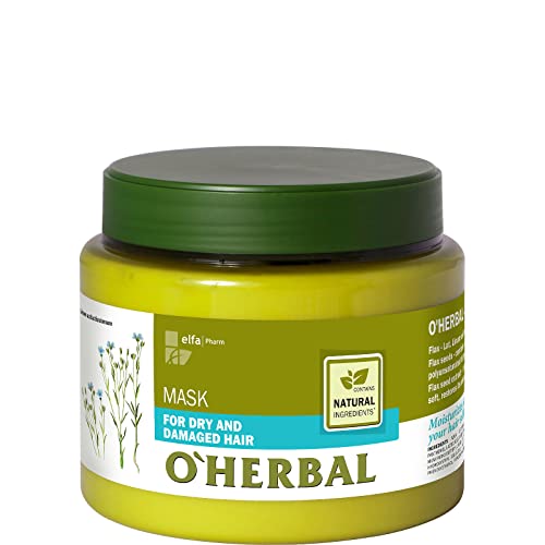 O'Herbal Mascarilla Capilar Para Cabello / Pelo Seco Y Dañado Natural Ecológica Sin Sulfatos Ni Siliconas Profesional Con Extracto De Lino O'Herbal 500Ml 500 ml