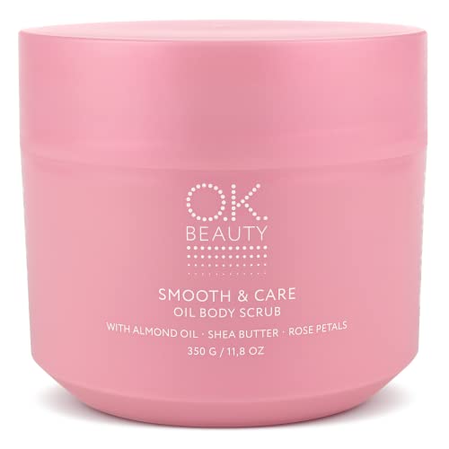 OK Beauty Sea Salt Body Scrub Shea Butter Rose Petals Almond Oil Smooth&Care