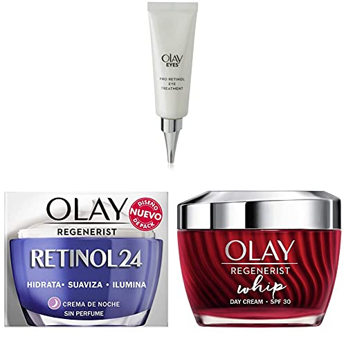 Olay Eyes Pro-Retinol Tratamiento de ojos + Crema Hidratante De Noche Con Retinol + Crema facial con niacinamida y péptidos