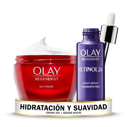 Olay Regenerist Crema Facial De Noche, Fórmula Con Vitamina B3 Y Niacinamida + Sérum de noche, Sérum retinol sin fragancia para una piel suave y radiante