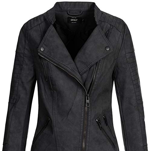 Only Onlava Faux Leather Biker Otw Noos Chaqueta, Negro (Black), 38 para Mujer