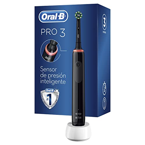 Oral-B PRO 3 Cepillo de Dientes Eléctrico con Mango Recargable y Sensor de Presión, Tecnología Braun y 1 Cabezal de Recambio, 3000 - Negro