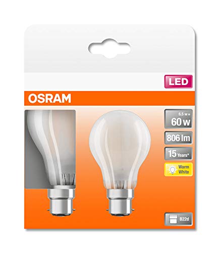 OSRAM LED BASE CLASSIC A Bombilla LED , Casquillo B22d , 4000 K , 8,50 W , Equivalente a 60W , Blanco frío