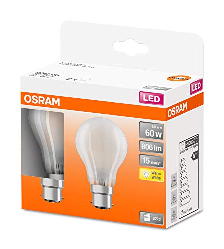 OSRAM LED BASE CLASSIC A Bombilla LED , Casquillo B22d , 4000 K , 8,50 W , Equivalente a 60W , Blanco frío