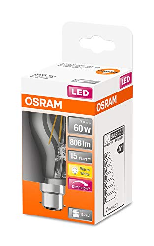 OSRAM LED Retrofit CLASSIC A GLOWdim Bombilla LED , Casquillo E27 , Tunable , 2200…2700 K , 4,50 W , Equivalente a 40W ,claro , Tunable Blanco cálido