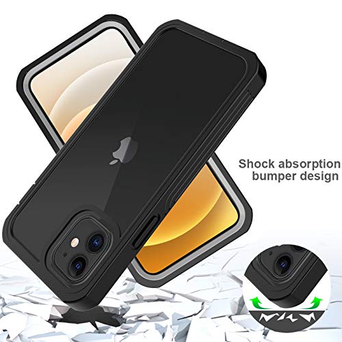 OWKEY Funda para iPhone 12 Mini + Pantalla Protector Integrado Sellada,Carcasa Transparente 360°Antigolpes,Funda para iPhone 12 Mini -5.4“