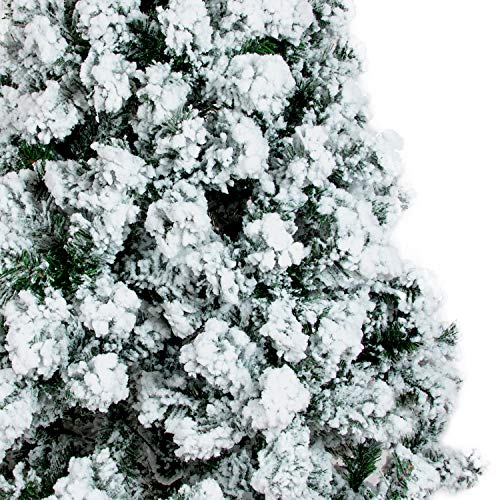 OZAVO Árbol de Navidad Blanco Artificial Nevado de Picea(Blanco,120cm 150 Ramas),Decoración Navideña,Flocado con Copos de Nieve,Maxi-Relleno PVC Abeto,Soporte Metálico