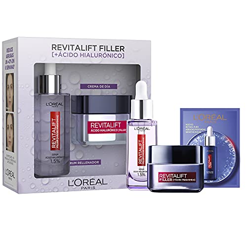 Pack L´Oréal Paris Revitalift Filler Incluye Serum y Crema Filler Día y 7 muestras Serum Retinol Revitalift Laser, Exclusivo Amazon