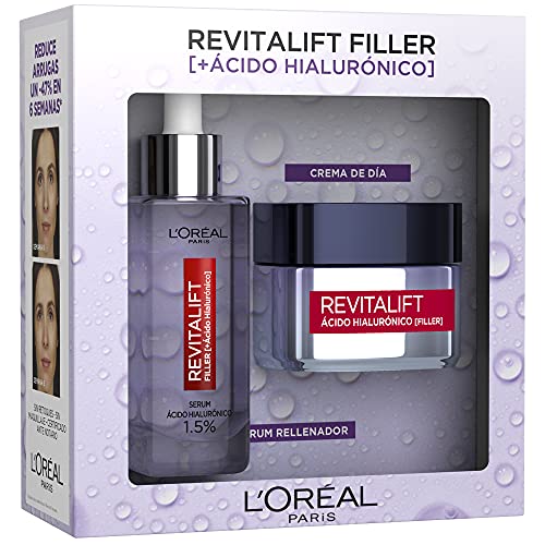 Pack L´Oréal Paris Revitalift Filler Incluye Serum y Crema Filler Día y 7 muestras Serum Retinol Revitalift Laser, Exclusivo Amazon