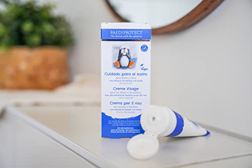 PAEDIPROTECT Crema facial para bebés y niños 75 ml, Crema hidratante sin perfume y sin microplásticos, crema facial para pieles secas y sensibles, ingredientes veganos para el cuidado de la piel