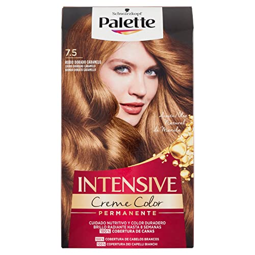 Palette Intense - Tono 7.5 Rubio Dorado Caramelo - 2 uds - Coloración Permanente - Schwarzkopf