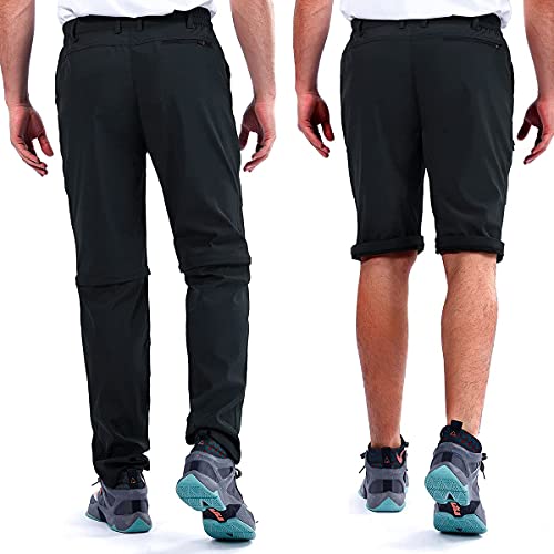 Pantalones de Trekking de Primavera y Verano para Hombres, Pantalón Cortos de Funcionales, Pantalones Escalada al Aire Libre, Senderismo, Montañismo (Negro, L)