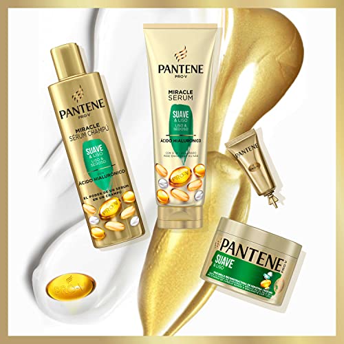 Pantene Pro-V Champú Miracle Serum Suave & Liso con ácido hialurónico, la eficacia de un sérum en un champú, para cabello seco y sin vida, 225ml x 6