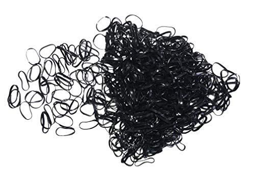 Paquete de Bandas de Cabello Elásticas de 1000 Piezas Bandas de Goma Trenzadas Suaves para Cabello de Niños, Peinado de Novia, Rastas Pequeñas y Más (Negro)