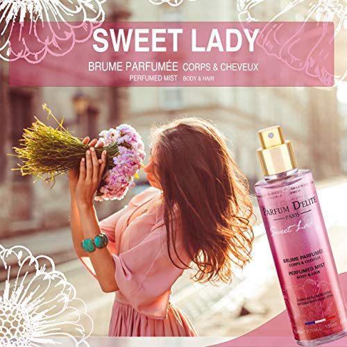 PARFUM D’ELITE PARIS – Sweet Lady – Bruma perfumada para cuerpo y cabello, producto de belleza para mujer de larga duración y tamaño de viaje, 100 ml