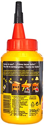 Pattex Cola para madera , de rápido secado y con un acabado transparente, 250 gr