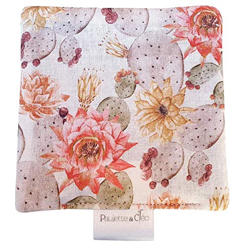 Paulette & Cléo - X5 Toallitas Desmaquillantes Reutilizables | Algodones Reutilizables | Toallitas Lavables 10 x 10 CM | Discos Reutilizables | Hecho a mano | Tela de Algodón con Cactus