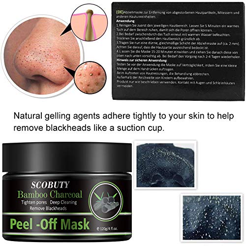 Peel Off Mask,Mascarilla Puntos Negros,Mascarillas Exfoliantes y Limpiadoras,Mascarilla Exfoliante Facial,Black Mask, Deep Cleansing Mascarilla