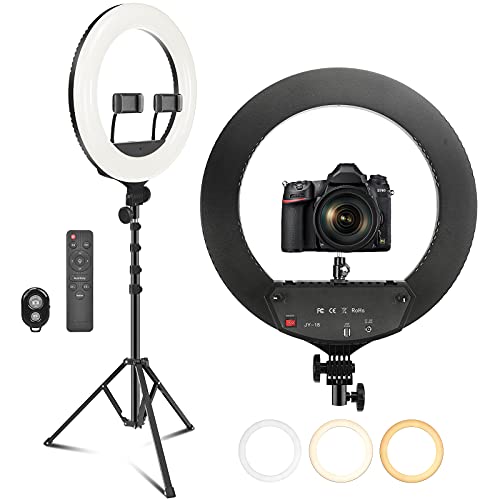 PEHESHE Ring Light Kit 48cm 6500K Anillo de luz LED Regulable con Soporte para trípode de luz Soporte Giratorio para teléfono Adaptador de Zapata para Retrato Maquillaje Grabación de Video