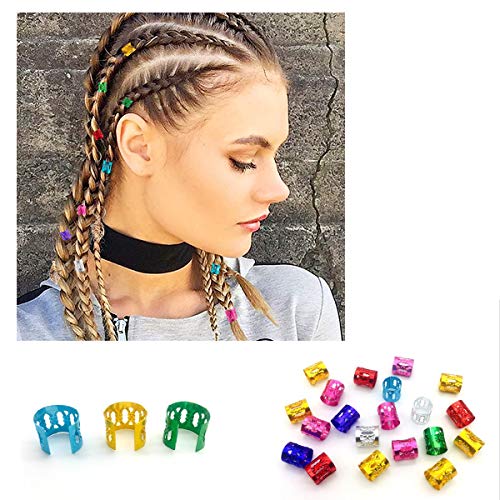 Pelo Metal Abalorios,DBAILY Metal Rastas Anillas Trenza Pelo Dreadlocks Bobina Pelo Aluminio Anillos Trenza Para Accesorios de Peinado