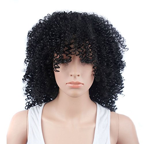 Pelucas de pelo rizado para mujer negra, pelo natural para mujeres negras, peluca rizada, pelucas de pelo humano Kinkys rizadas, 43,18 cm (WL9208)