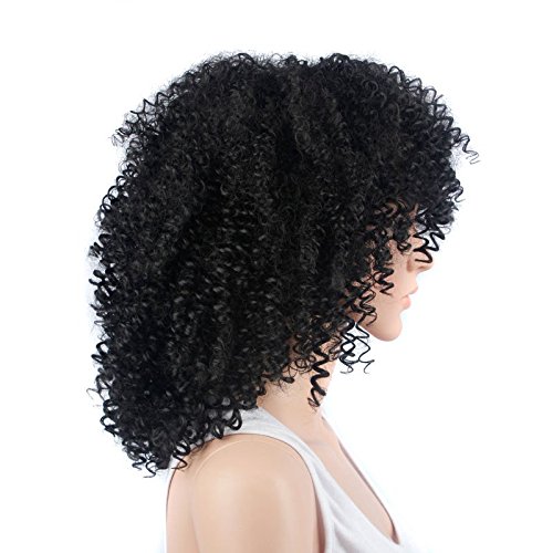 Pelucas de pelo rizado para mujer negra, pelo natural para mujeres negras, peluca rizada, pelucas de pelo humano Kinkys rizadas, 43,18 cm (WL9208)