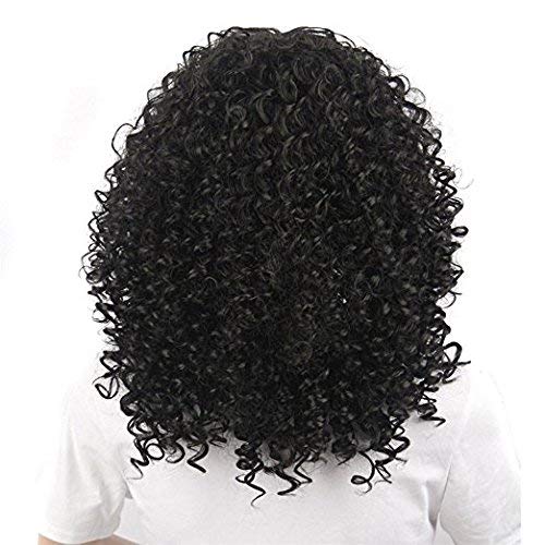 Pelucas de pelo rizado para mujeres negras, pelo natural para mujeres negras,pelucas de pelo humano de encaje frontal corto, pelucas sintéticas onduladas con brazaletes de 35,56 cm, 310 g