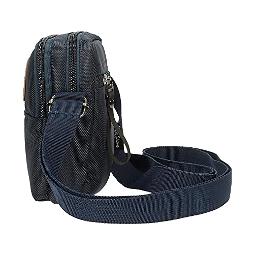 Pepe Jeans Pick Up Bandolera Dos Compartimentos Azul 12x15x3,5 cms Poliéster