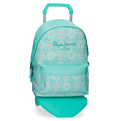 Pepe Jeans Tatiana Mochila con Carro Verde 32x43x15 cms Poliéster 19,53 L