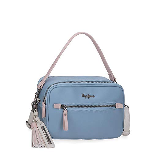 Pepe Jeans Zaida Bandolera Dos Compartimentos Azul 24x16x9 cms Piel sintética