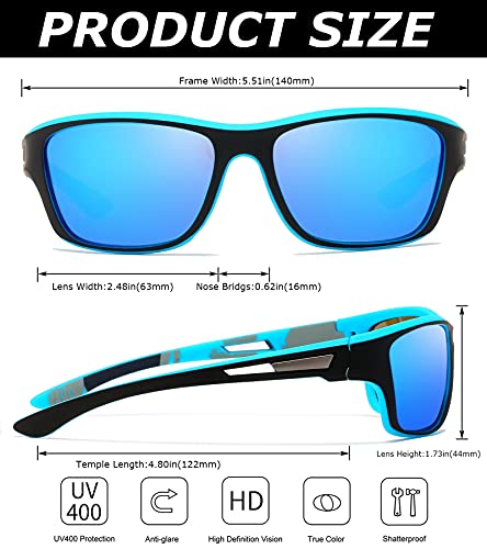 Perfectmiaoxuan Gafas de sol polarizadas para hombre mujer/Golf de pesca fresco Ciclismo El golf Conducción Pescar Alpinismo Deportes al aire libre Gafas de sol (2 PACK (black/blue))