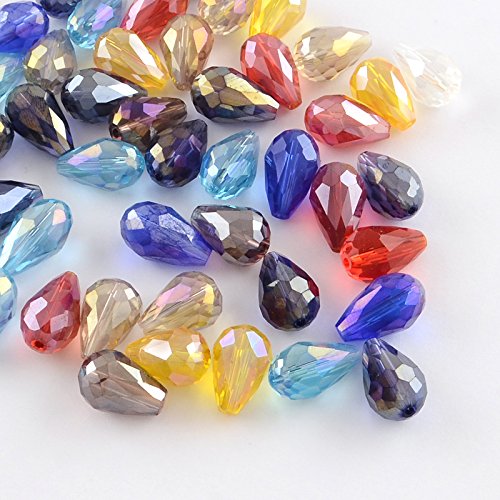 Perlin - 100 perlas de cristal checo de colores – 8 mm gotas pulidas a fuego, perlas pulidas a fuego X198 x2