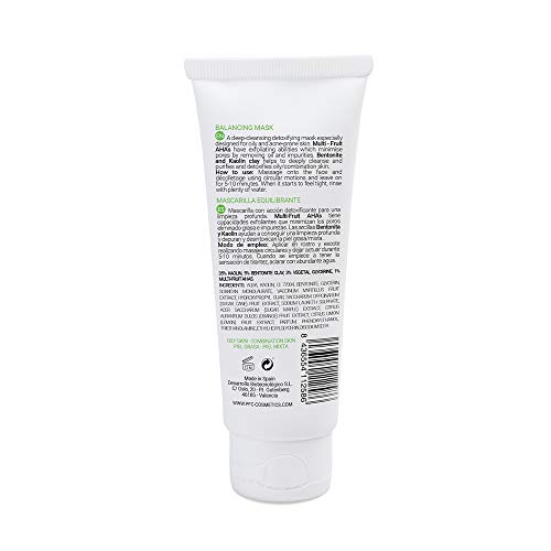 PFC Cosmetics - Mascarilla facial Purificante Piel Grasa y Mixta Balance Clay Mask 75ml con Caolín Arcilla de Bentonita y Multifrutas para la limpieza y el Cuidado Personal del Rostro