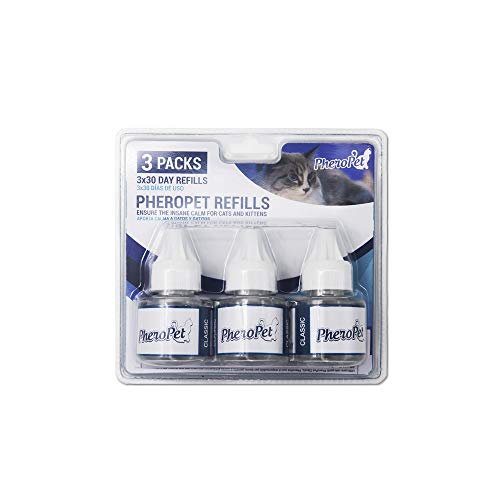 PheroPet Recambios – Difusor de feromonas para Gatos – Tranquilizante Gatos – Elimina Malos hábitos con Este Relajante para Gatos – Anti estrés y Anti arañazos para Gatos - (Pack 3 Recambios 48ml)