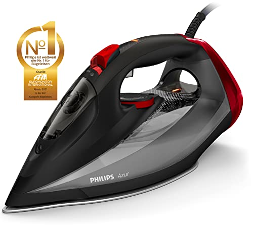 Philips Azur - Plancha (Plancha a vapor, Suela de SteamGlide, 2 m, 250 g/min, Negro, 50 g/min)