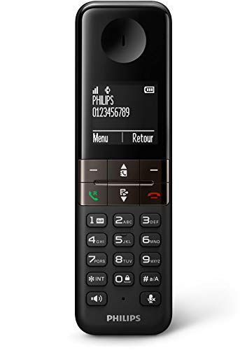 Philips D4702B/34 - Pack de 2 Teléfonos Fijos Inalámbricos (Retroiluminación, HQ-Sound, 16 Horas, Contacto 2 Números, Manos Libres, My Sound, Modo Privado, Despertador, Indicador Evento, Eco+) Negro