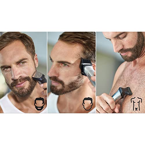 Philips MG7720/15 Recortadora 14 en 1 Maquina recortadora de barba y Cortapelos para hombre, óptima precisión, tecnología Dualcut, autonomía de 120 minutos, batería, Negro/Plata